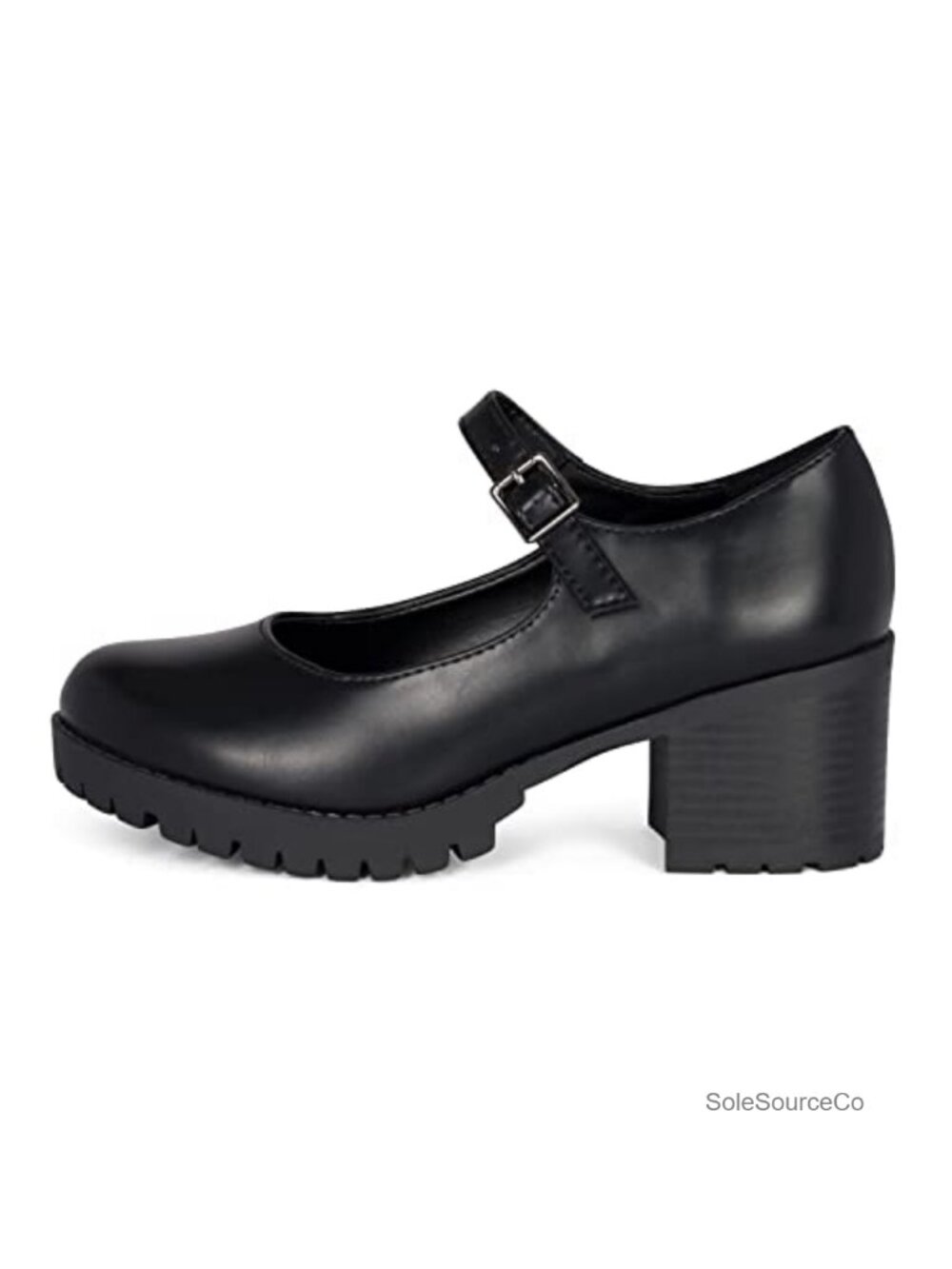 Mary Jane Platform Shoes Chunky Heel Lug Sole Rounded Toe Pump